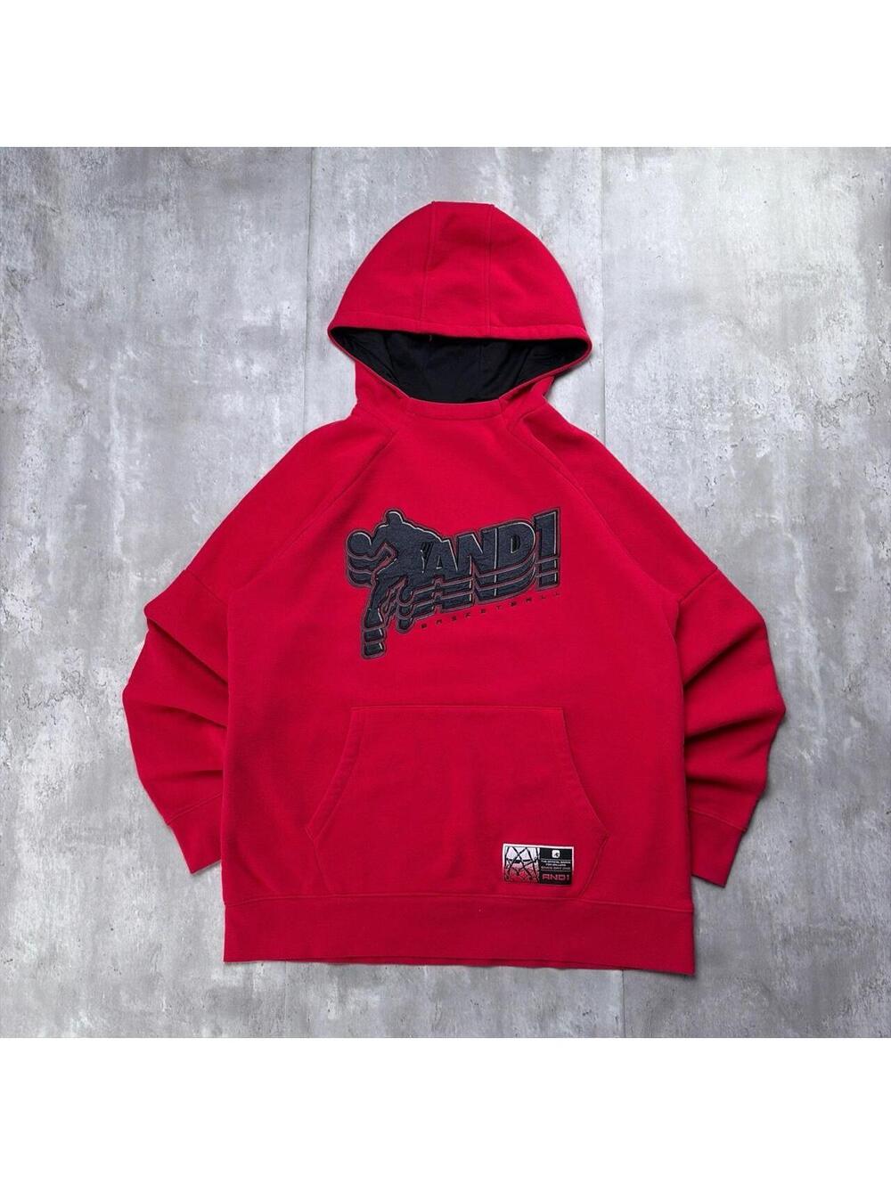 Y2K Red AND1 Grunge Skater Baggy Hoodie